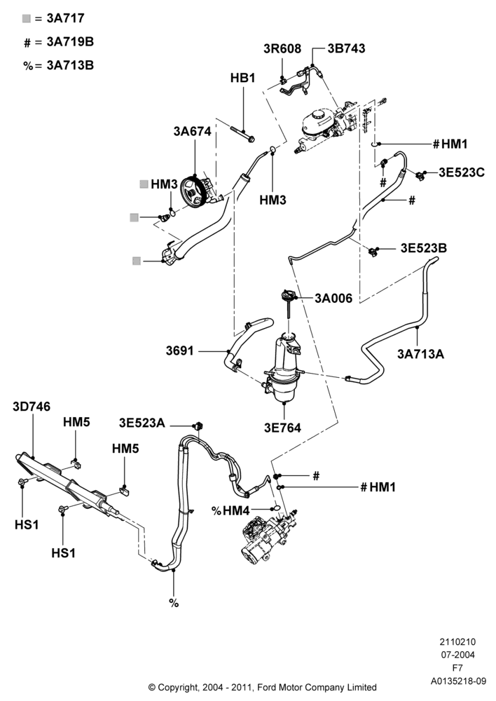 10A - Supply & Return Hoses - Power Strg, With 4 Wheel Disc Brake Hydro-Boost; 19/JUL/2004-18/DEC/2006