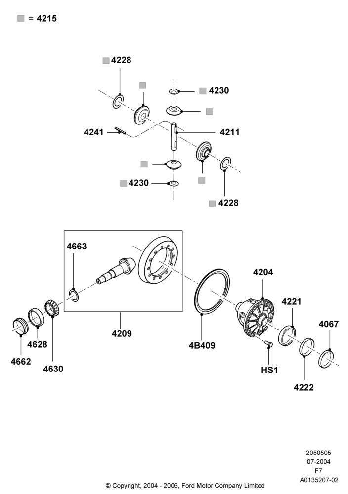 05A - Components - Rear Axle Diff & Carr., Ford 250 Series, Rear Axle Less Limited Slip Diff; 19/JUL/2004-18/DEC/2006