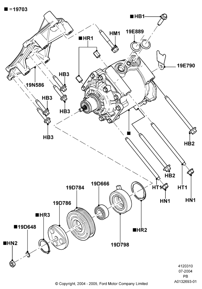 10B - Air Conditioning Condensr/Compressr, Compressor Assy; 12/JUL/2004-04/MAR/2005