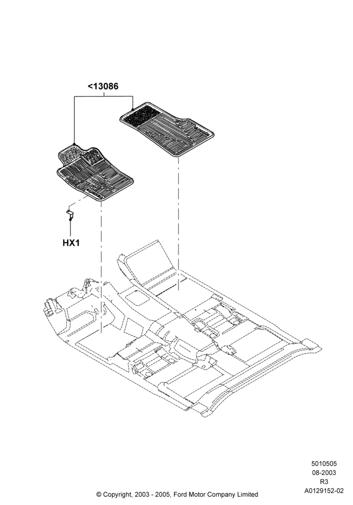05XA - Floor Trim, Regular Cab, With Carpet Floor Covering, Accessory, Floor Mats; 04/AUG/2003-01/MAY/2006