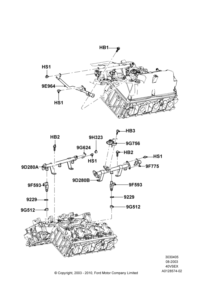 05H - Fuel Injectors and Pipes, 4.0L V6 12V SOHC EFI; 04/AUG/2003-02/AUG/2004