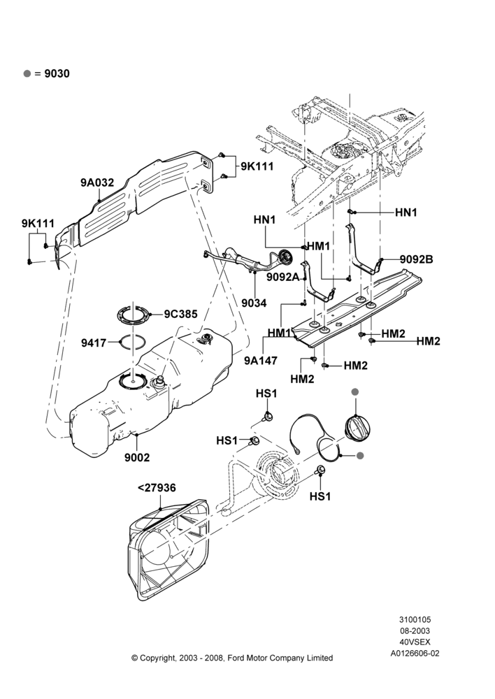 05H - Fuel Tank, 4.0L V6 12V SOHC EFI, Skid Plate; 04/AUG/2003-18/AUG/2008