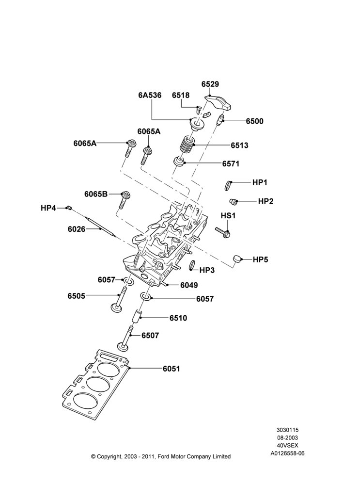 15D - Cylinder Head, 4.0L V6 12V SOHC EFI; 04/AUG/2003-16/DEC/2011