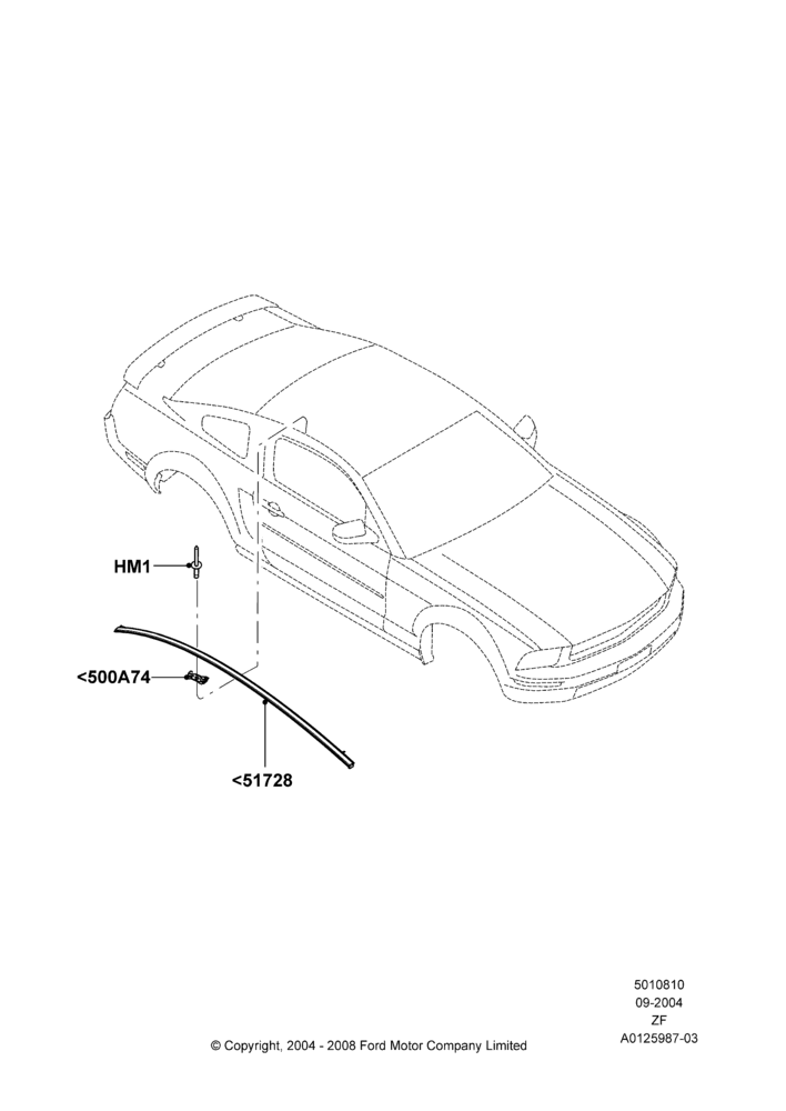 10B - Body Mouldings, Coupe, Upper; 07/SEP/2004-05/JUN/2006
