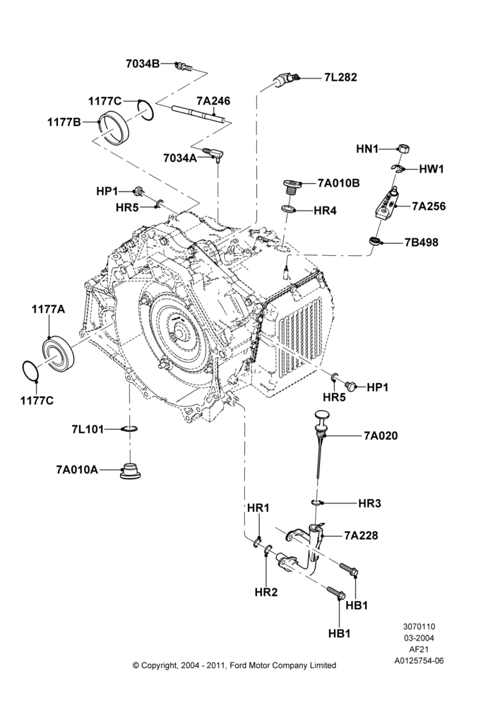 10A - Transmission External Components, 6-Speed Automatic Transaxle - AWF21; 12/JUL/2004-30/APR/2007