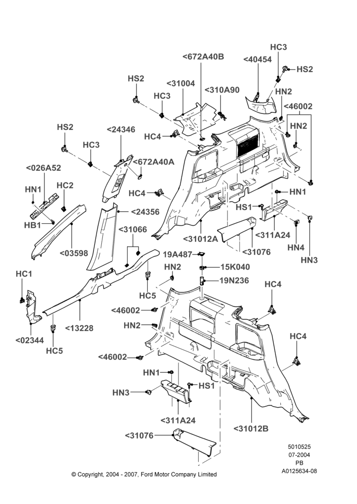 25A - Side Trim, Less Air Curtain Restraint; 12/JUL/2004-04/JUN/2007
