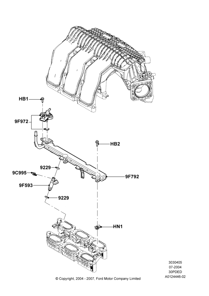 05C - Fuel Injectors and Pipes, 3.0 V6 24V DOHC EFI Modular; 12/JUL/2004-04/JUN/2007