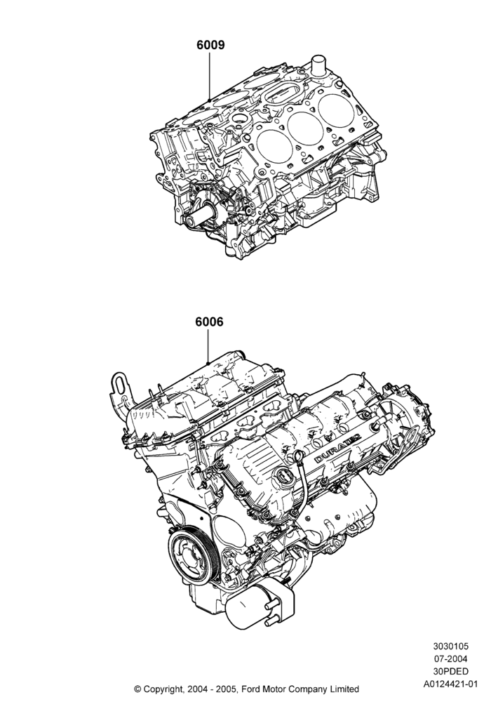 05D - Service Engine and Short Block, 3.0 V6 24V DOHC EFI Modular; 12/JUL/2004-30/APR/2007