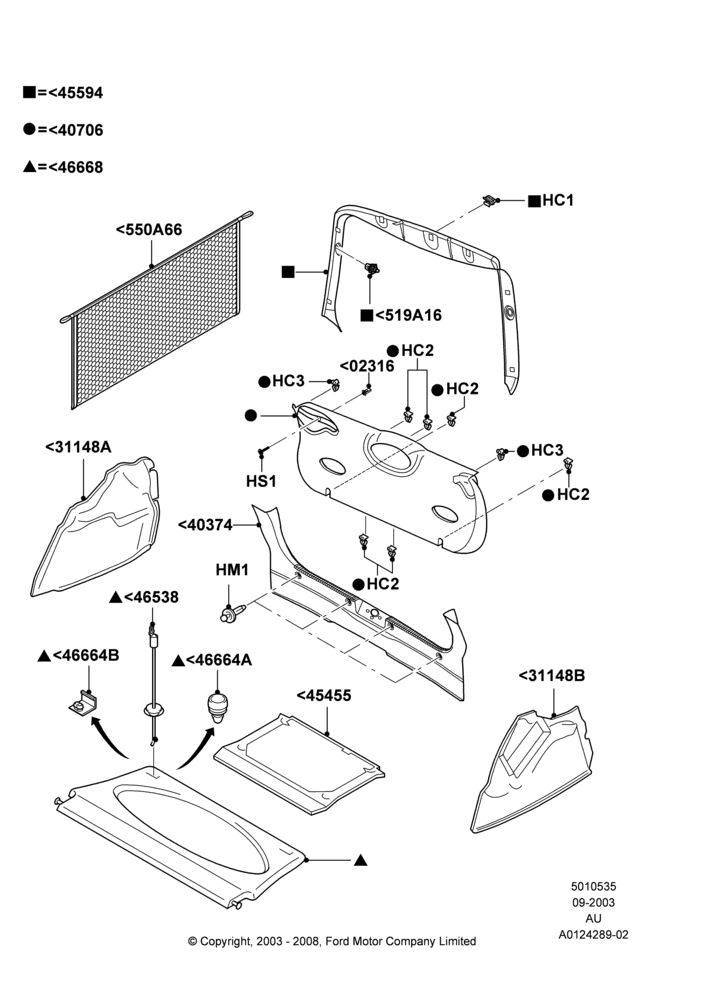 35D - Load Compartment Trim, 3/5 Door Sedan, SVT Package; 04/SEP/2003-05/APR/2004