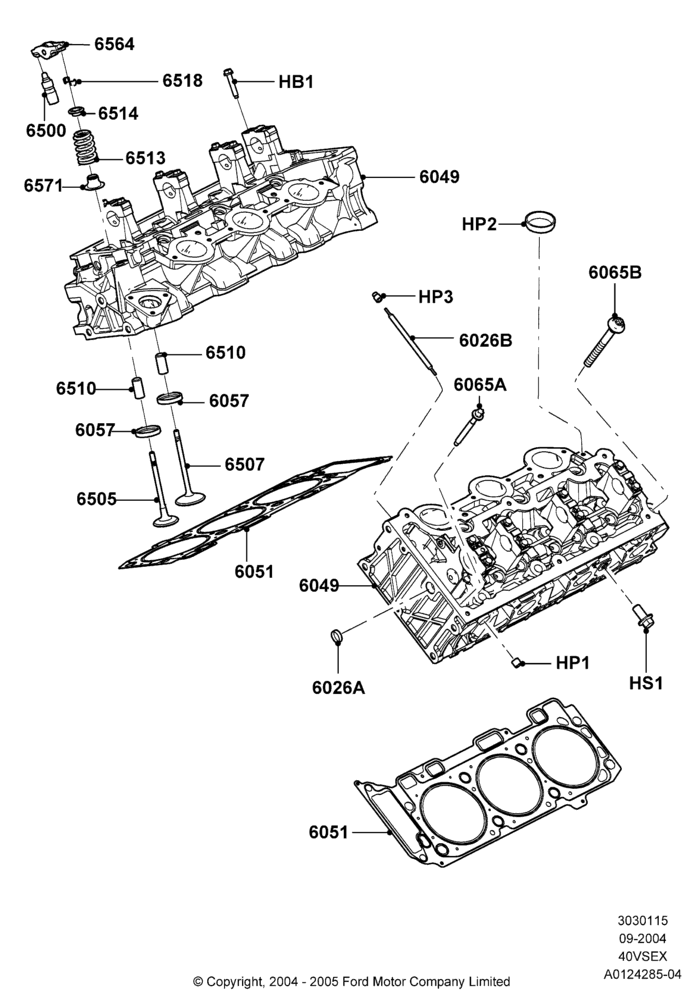 15 - Cylinder Head, 4.0L V6 12V SOHC EFI; 07/SEP/2004-22/MAR/2010