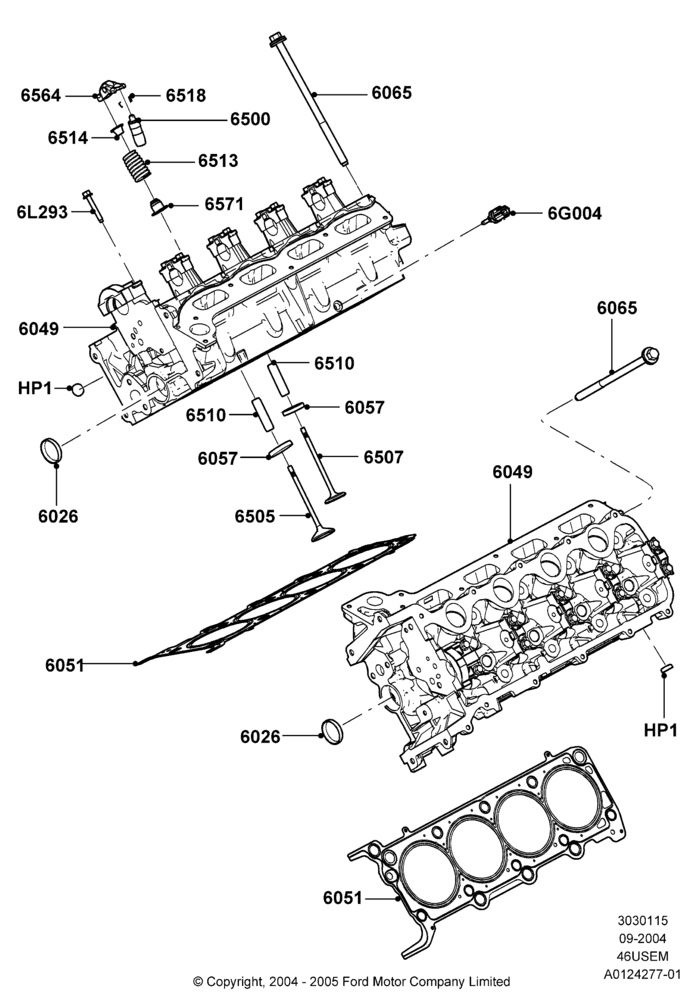 15 - Cylinder Head, 4.6L 3v V8 SOHC EFI; 07/SEP/2004-22/MAR/2010