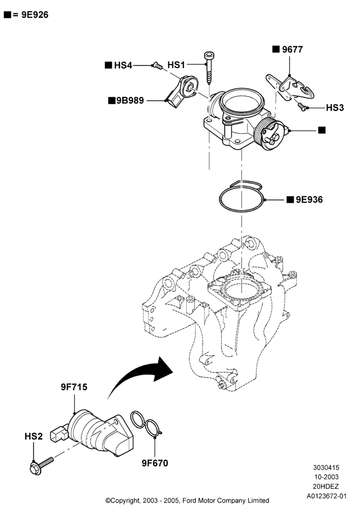 15E - Throttle Housing, Less SVT Package, 5-Speed Manual Trans - MTX75, Zetec 2.0 16V EFI; 04/SEP/2003-05/APR/2004