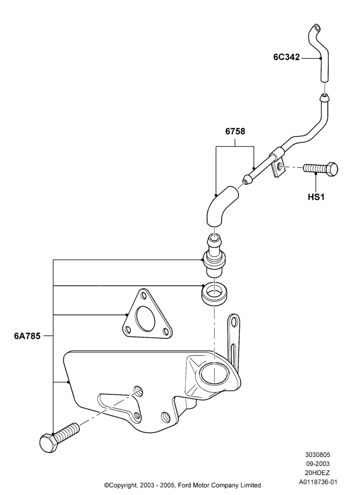 05D - Emission Control - Crankcase, SVT Package, 2.0L Zetec VVT (170PS); 04/SEP/2003-05/APR/2004