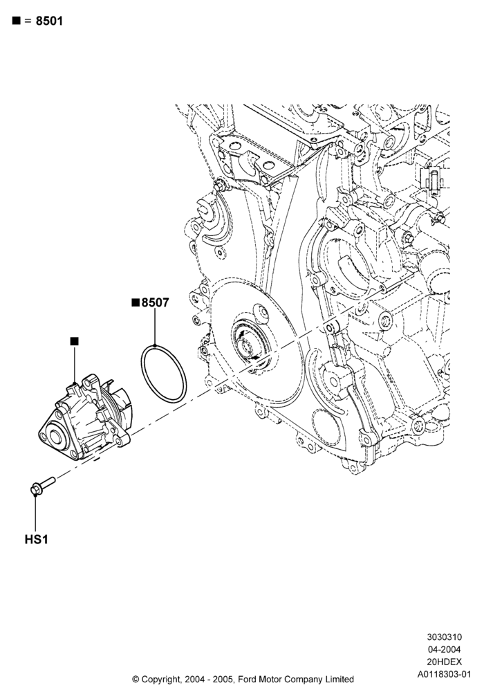 10A - Water Pump, 2.0L Duratec HE (137PS); 05/APR/2004-07/DEC/2010