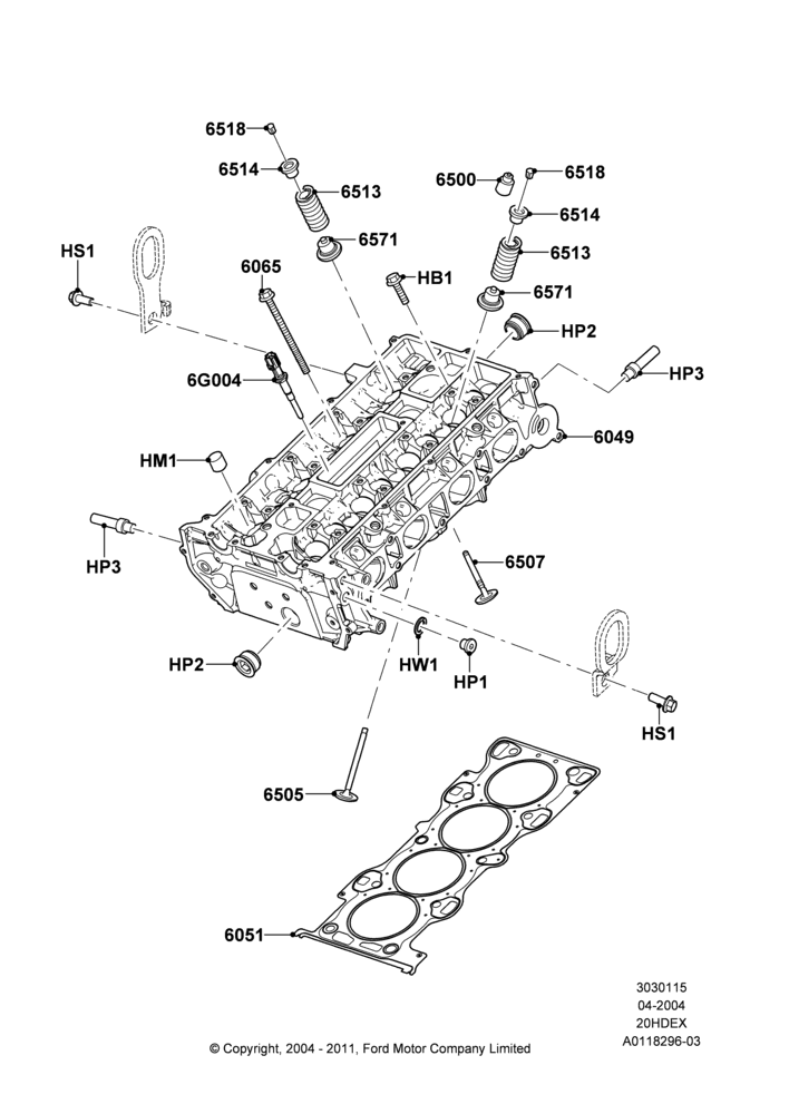 15A - Cylinder Head, 2.0L Duratec HE (137PS); 05/APR/2004-07/DEC/2010