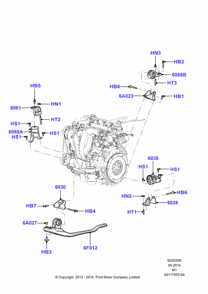 05I - Engine Mounting, 4 Speed CD4E Automatic, 2.3L Duratec-HE (145PS) - MI4; 22/DEC/2003-01/MAY/2006