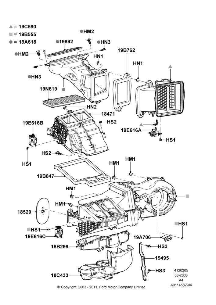 05A - Heater/Air Cond.External Components, Manual Air Conditioning; 25/AUG/2003-02/JAN/2007