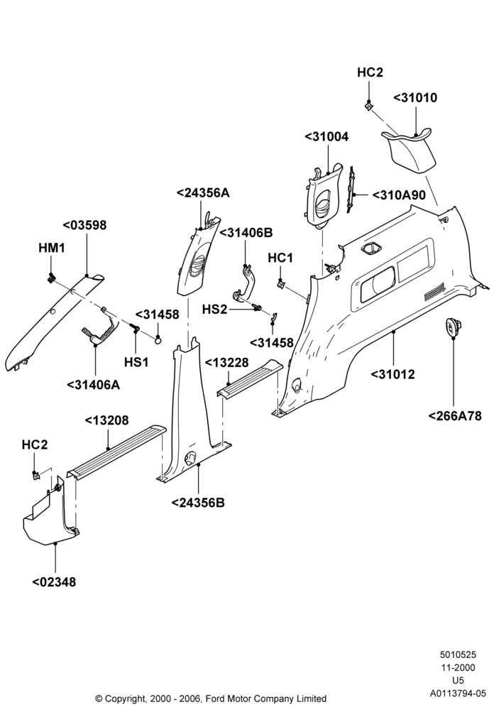 25C - Side Trim, LHD, With Audiophile Sound System, RH; 13/NOV/2000-19/JUL/2005