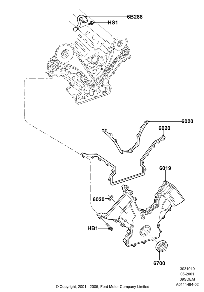10B - Timing Gear Covers, 3.9L Dohc EFI NA V8 Gas*HP; 04/JUN/2001-18/NOV/2002