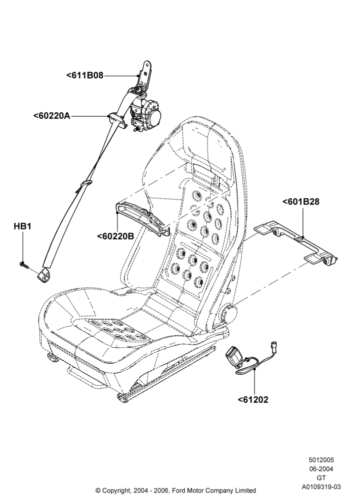 05 - Front Seat Belts; 30/JUN/2004
