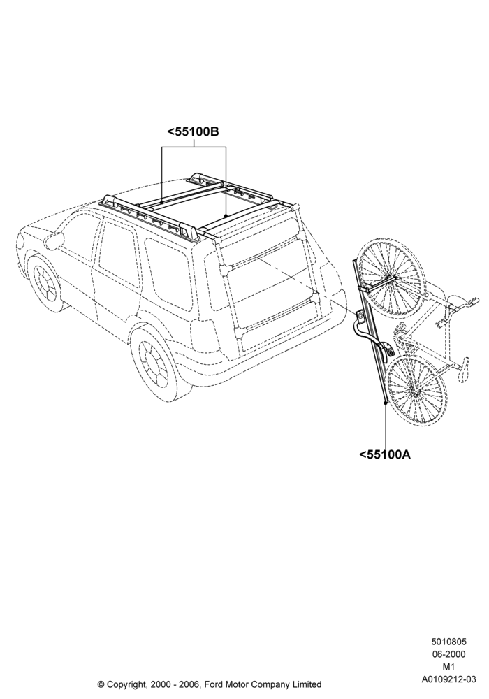 05XA - Roof Rack Systems, (+) North American Markets, No Boundaries Roof Luggage Rack, Accessory; 05/NOV/2001-01/MAY/2006