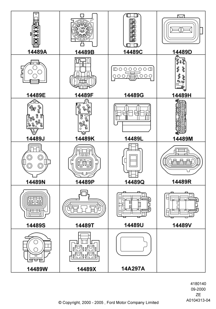 40A - Wiring Connectors, Connector, Page A; 18/SEP/2000-12/MAY/2004