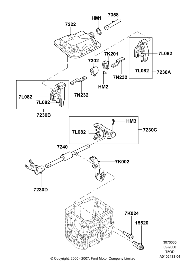 35A - Manual Trans Gear Shift Linkage, T5OD 5-Speed Manual Transmission; 18/SEP/2000-12/MAY/2004
