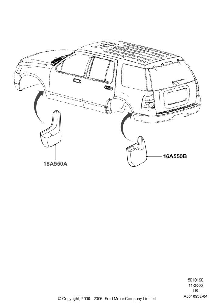 90B - Mudflaps, Accessory Splash Guards; 13/NOV/2000-19/JUL/2005