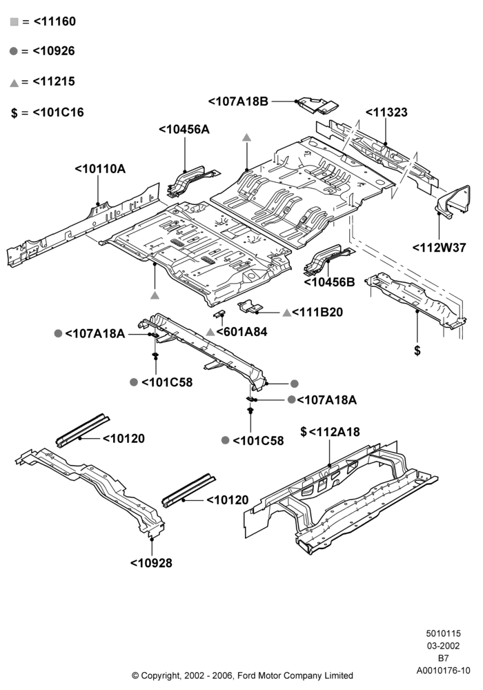 15A - Floor Pan - Center and Rear; 18/MAR/2002-02/AUG/2006
