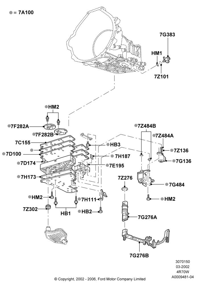 50A - Valve Body - Main Control & Servo's, 4R70/4R75 W/E 4 Speed Trans; 18/MAR/2002-02/AUG/2006