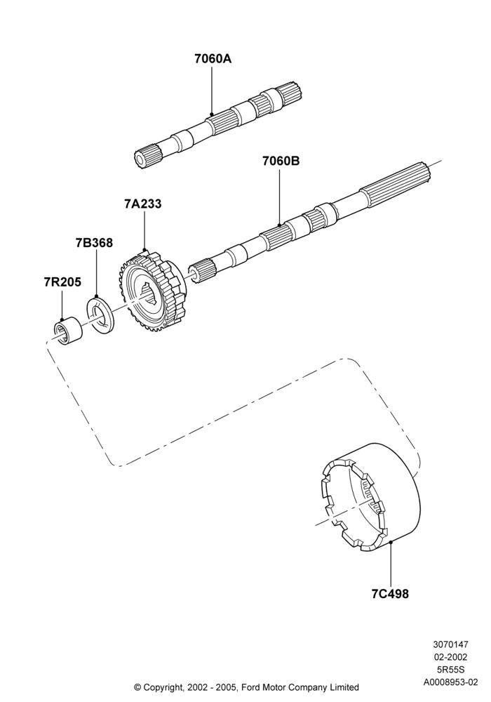 47A - Output Shafts, 5 Speed Auto Transmission 5R55S; 04/MAR/2002-16/DEC/2010