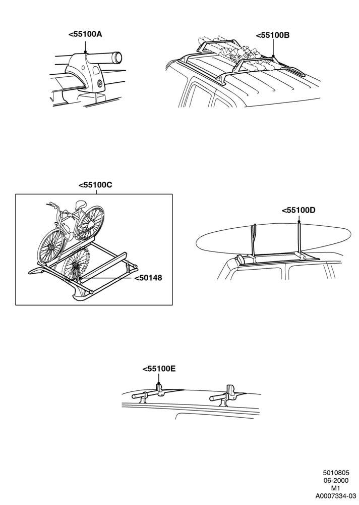 05V - Roof Rack Systems, (+) North American Markets, Accessory; 12/JUN/2000-01/MAY/2006