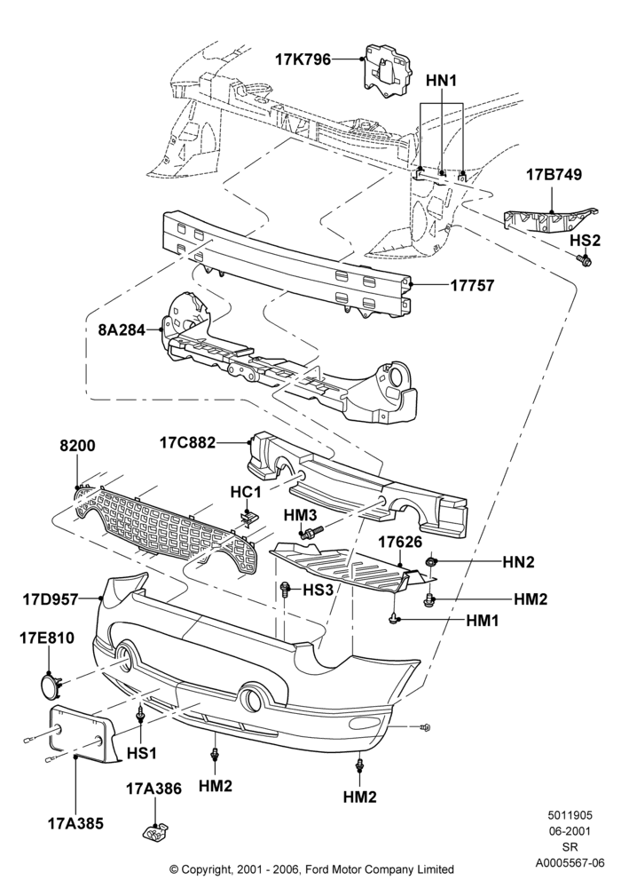 05 - Radiator Grille and Front Bumper; 04/JUN/2001-01/JUL/2005