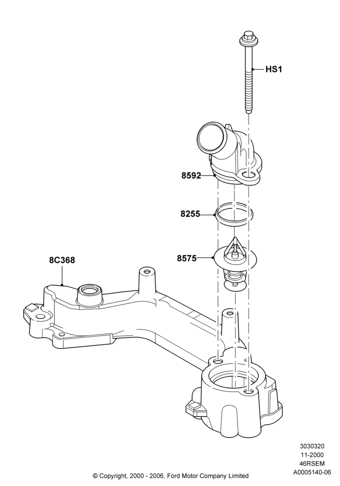 Thermostat/Housing & Related Parts, Romeo 4.6 SOHC EFI