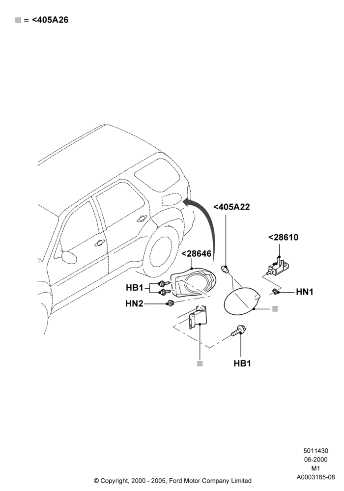 30A - Fuel Tank Filler Door and Controls, All LHD Territories; 12/JUN/2000-01/MAY/2006