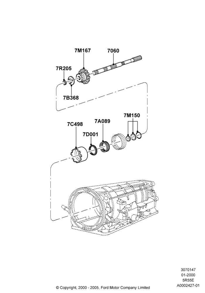 47A - Output Shafts, 5R44E/5R55E - 5 Speed Auto Trans; 31/JAN/2000-30/JUN/2005