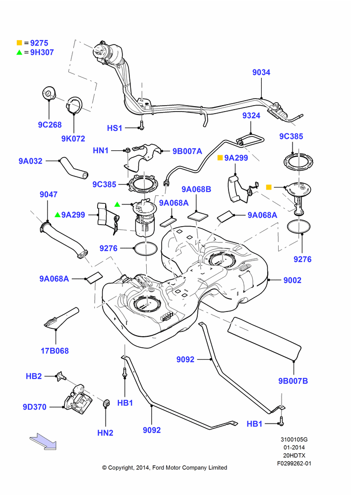 05G - Fuel Tank, 2.0L EcoBoost (240PS), Police Version; 02/JUN/2014-01/MAR/2019