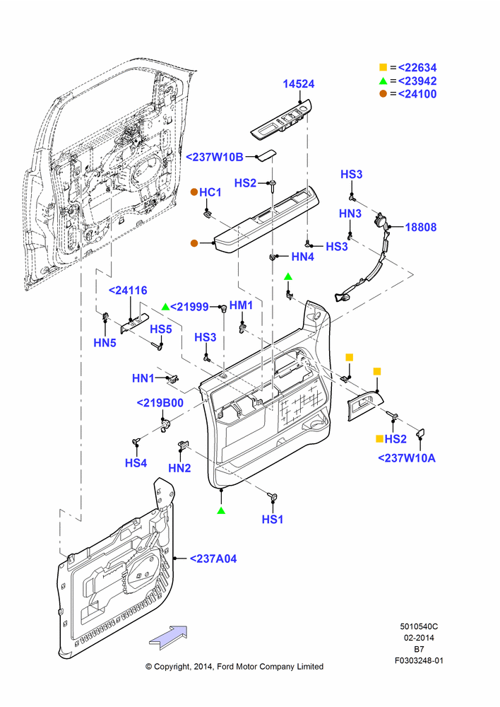 40C - Front Door Trim Panels; 11/AUG/2014-30/JUN/2017