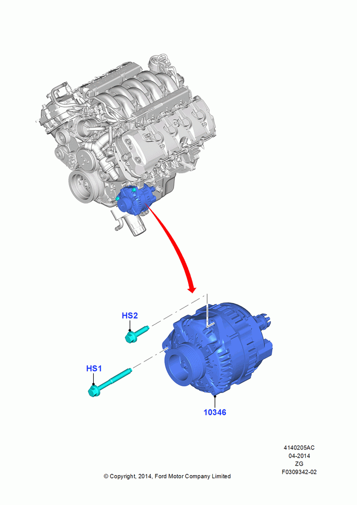 05AC - Alternator and Mountings, MOD 5.0L-4V DOHC SEFI NA, North American Markets; 18/AUG/2014-02/OCT/2017