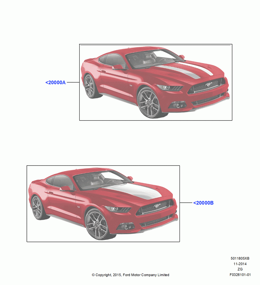05XB - Stripe Decals, Base, GT, North American Markets, Cowl Hood Stripe Kit, Accessory Type, Dual Hood Stripe Kit; 18/AUG/2014-02/OCT/2017