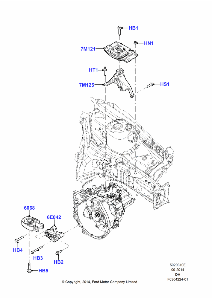 10E - Transmission Mounting, 6 Speed Manual Trans - B6; 15/DEC/2014-04/MAY/2018