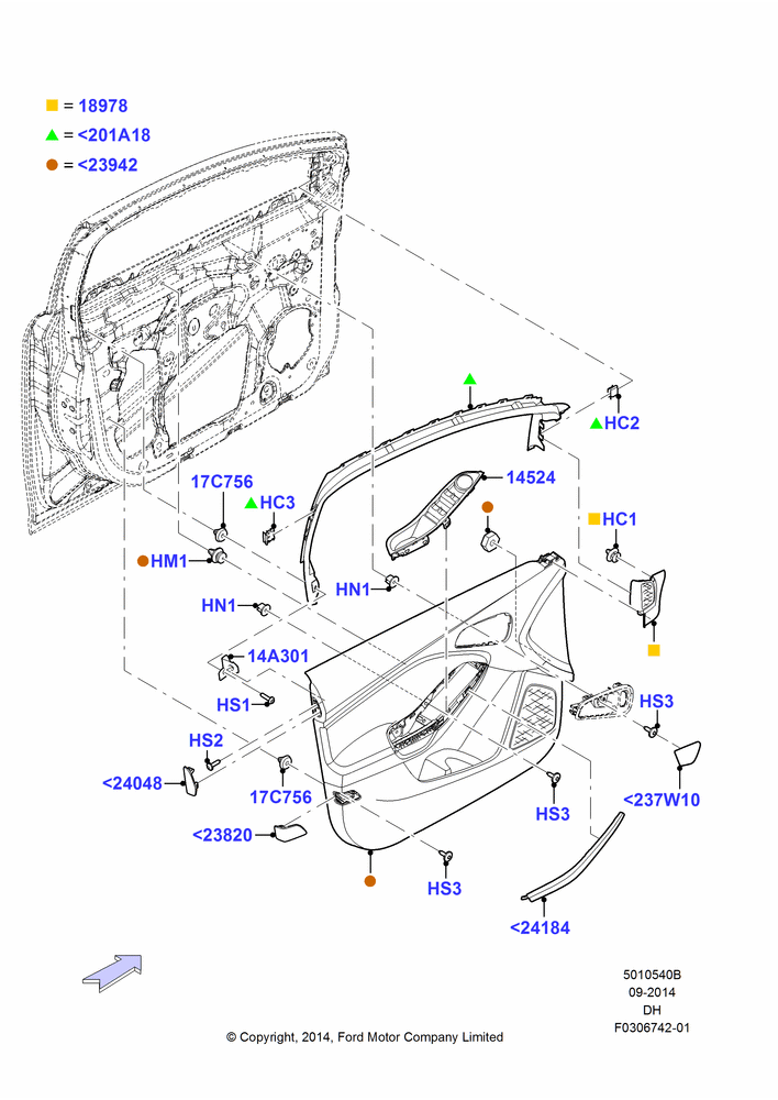 40B - Front Door Trim Panels; 08/DEC/2014-04/MAY/2018