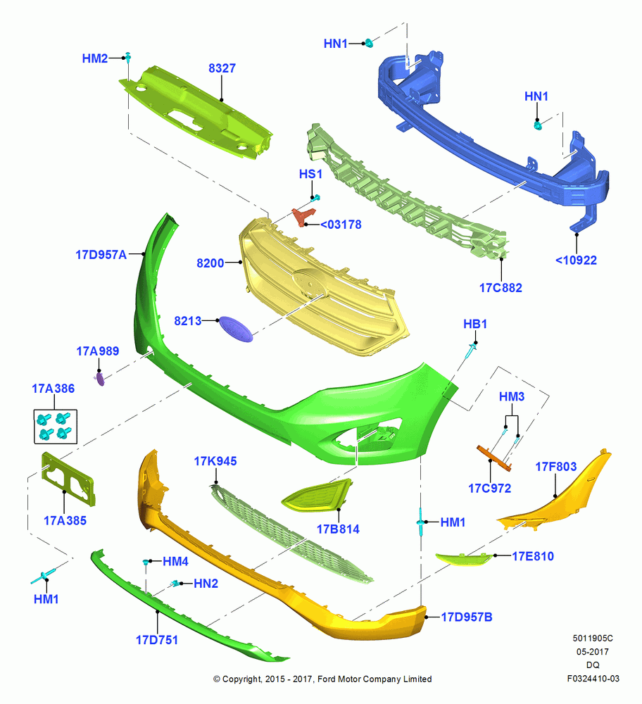 05C - Radiator Grille and Front Bumper, Aero Pack, Series 20, SERIES 40, North American Markets; 19/JAN/2015-06/SEP/2018