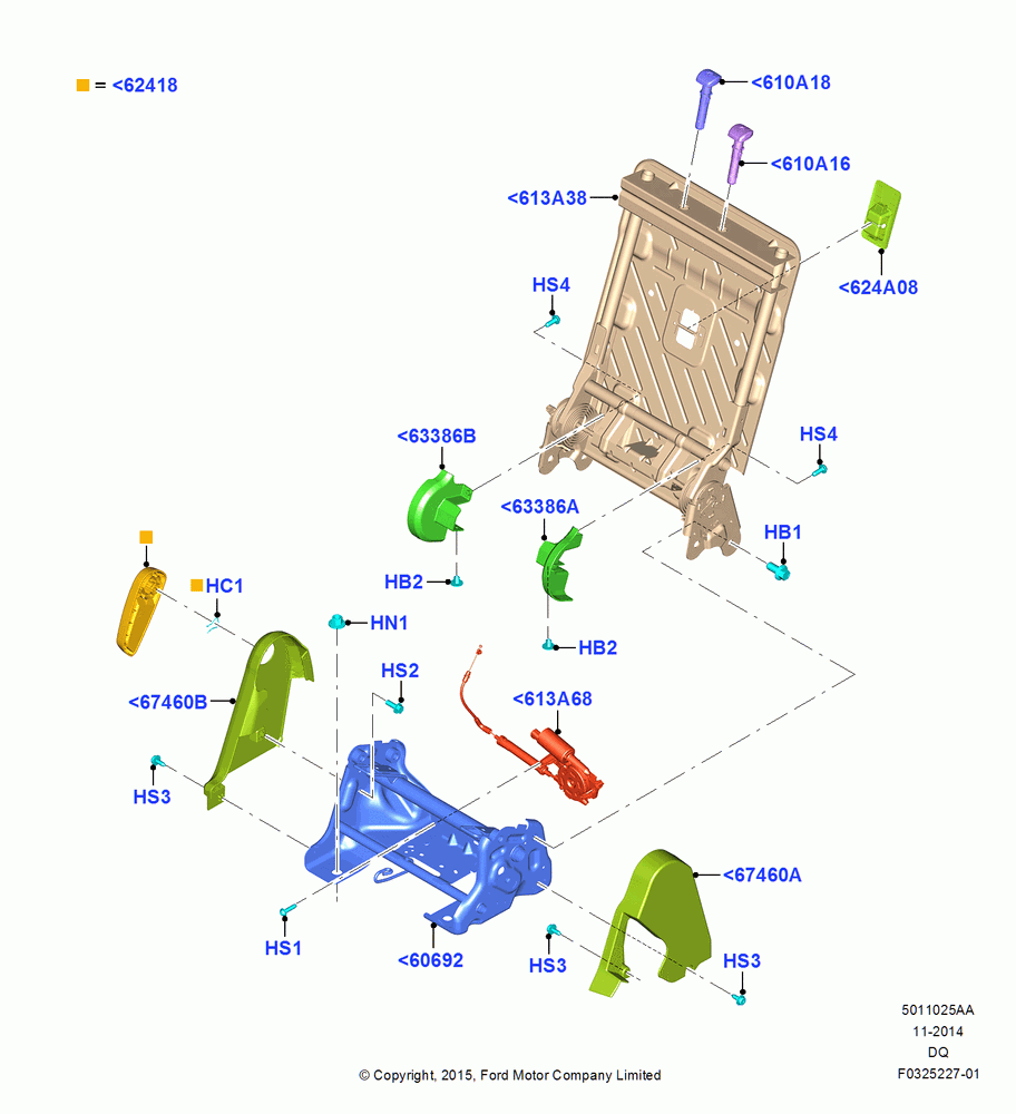 25AA - Rear Seat Back, North American Markets, 40% Seat, RH; 19/JAN/2015