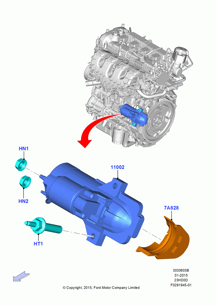 05B - Starter Motor, 2.3L EcoBoost; 04/MAY/2015-03/MAR/2019