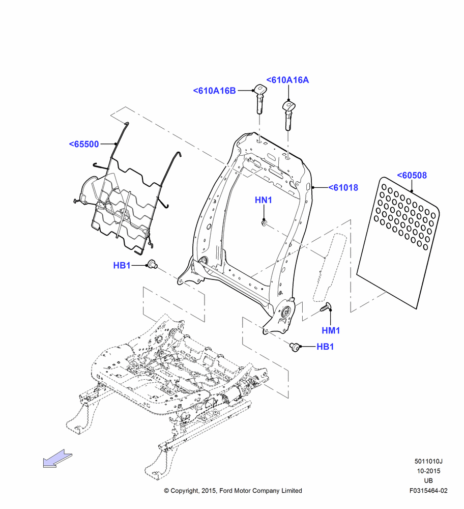 10J - Front Seat Back, With Driver 10 Way Pwr Seat Adjust; 04/MAY/2015-03/MAR/2019