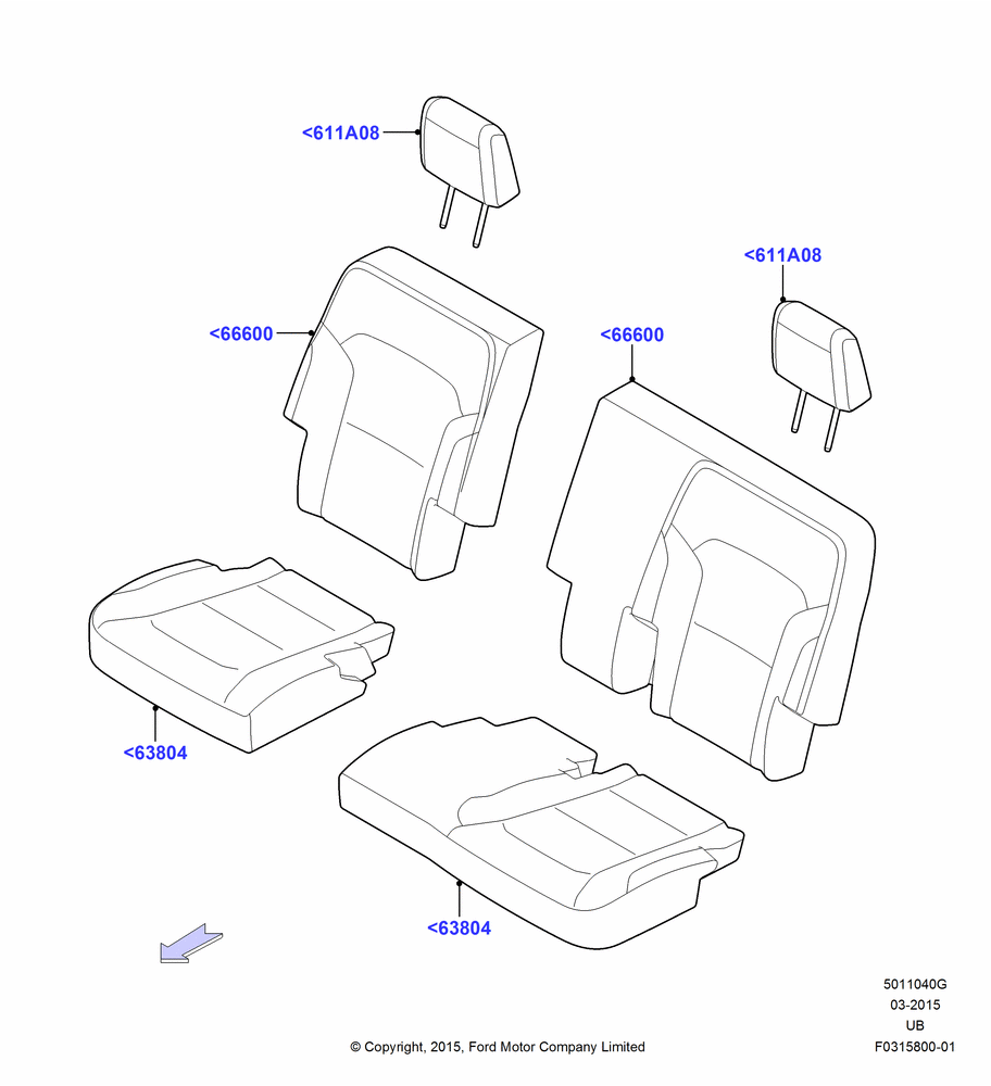 40G - Rear Seat Covers, 2nd Row 60/40 (3 P) Folding Seat; 04/MAY/2015-03/MAR/2019
