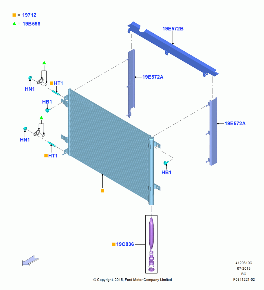 10C - Air Conditioning Condensr/Compressr, 6.8L Gas EFI V10, Manual Air Conditioning, Condenser Assy; 13/JUL/2015