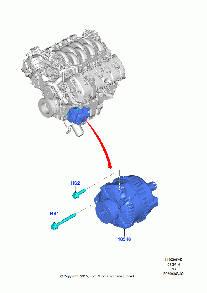 05AD - Alternator and Mountings, MOD 5.2L-TIVCT PFI NA HP1 GAS, North American Markets; 13/JUL/2015-02/OCT/2017