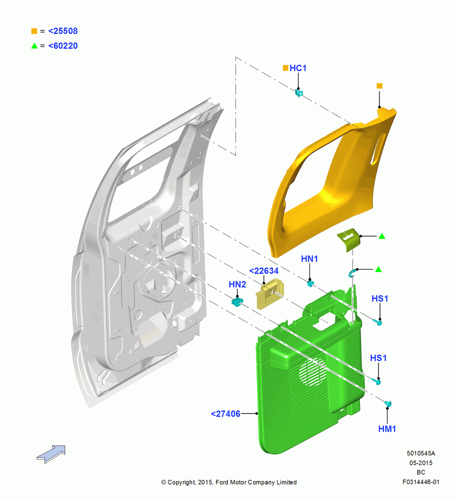 45A - Rear Door Trim Panels, Super Cab; 13/JUL/2015